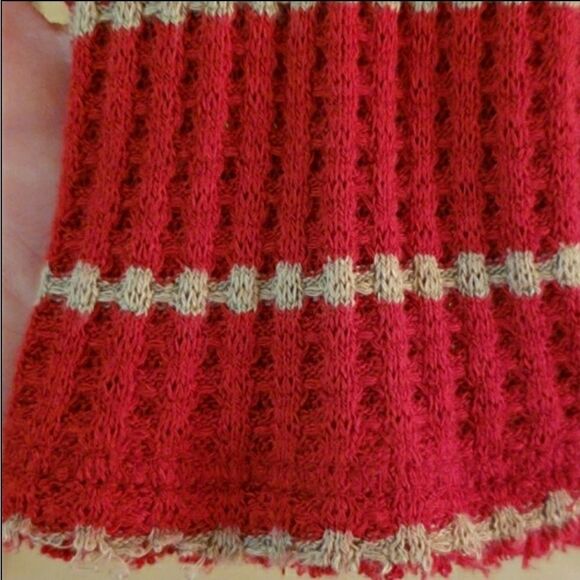 New! Sunset Red and Ivory V- Neck Tunic - Picture 4 of 5